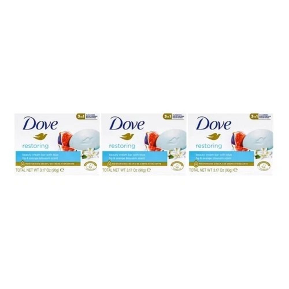 Dove Soap Restoring Beauty Bar Blue Fig Orange Blossom 3.17oz 3-Pack New Sealed